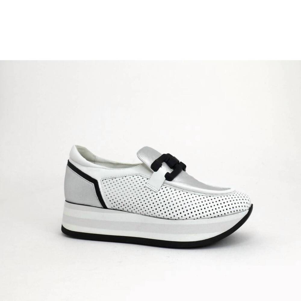 NEW SOFTWAVES women's chrys platform sneakers in white silver
